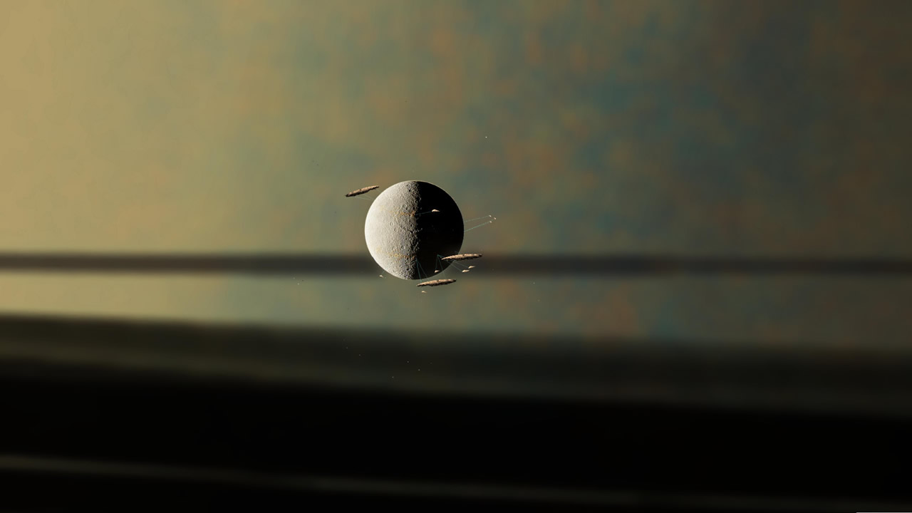 Rea, luna de Saturno, posee un material misterioso en su superficie