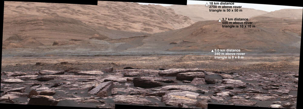 Las rocas de color púrpura que Curiosity descubrió en la base del monte Sharp en 2016