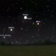 Mira a Saturno, Venus y Marte mientras la luna brilla cerca de la brillante Antares
